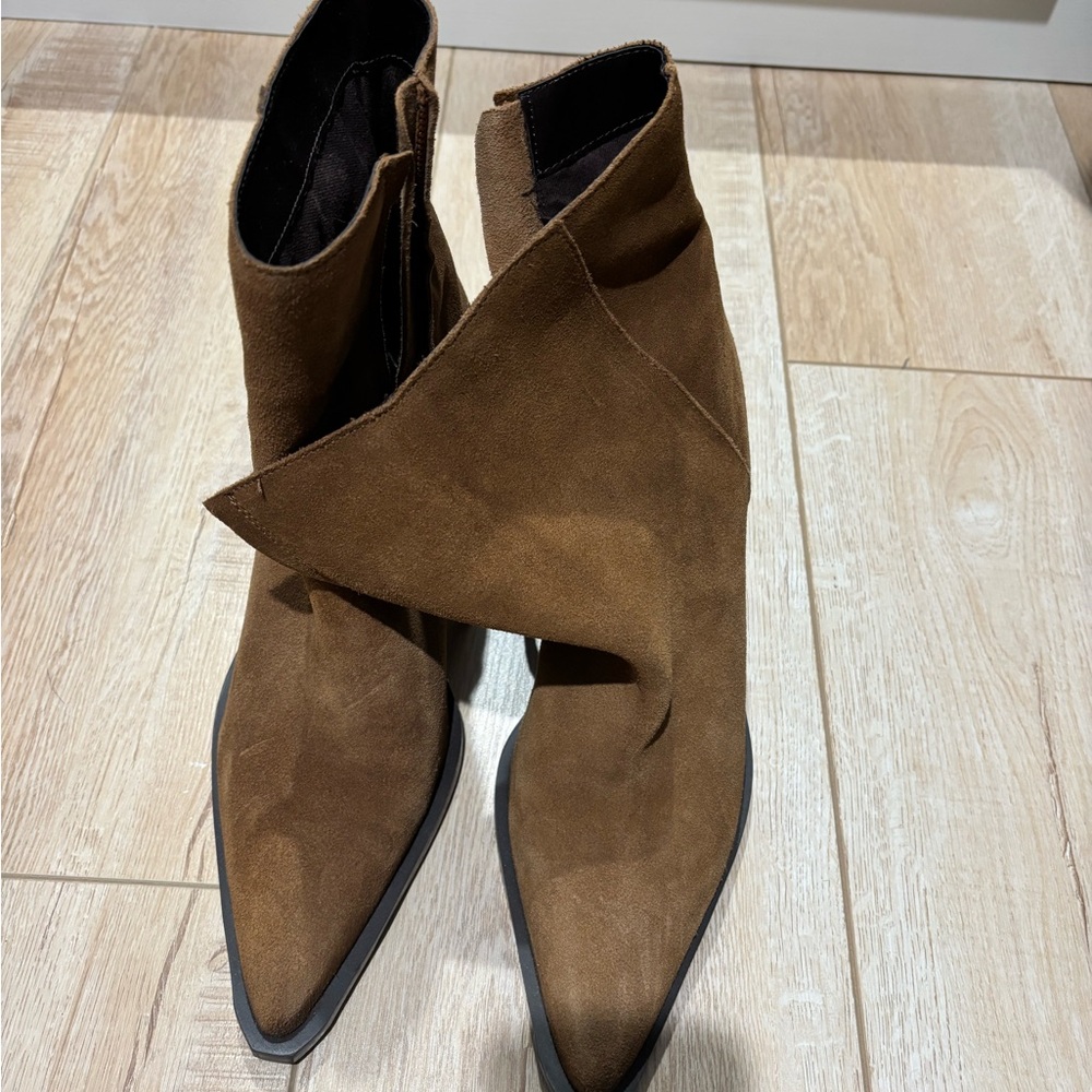 Mango brown Suede block Heeled Boots - Picture 6 of 8